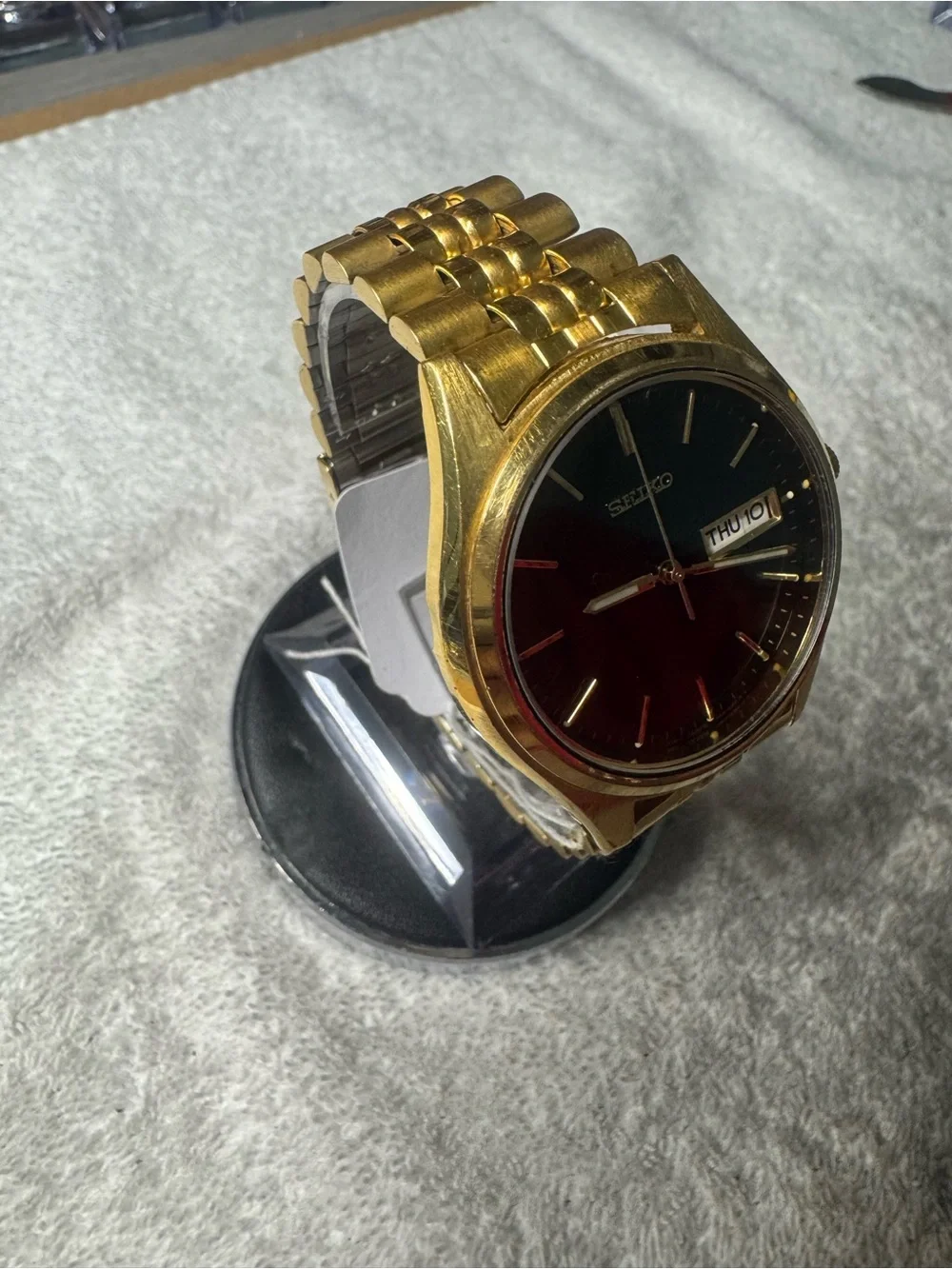 Seiko Gold-Tone Bracelet Watch with Black Dial